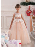 Beaded Lace Tulle Keyhole Back Floor Length Stunning Flower Girl Dress 